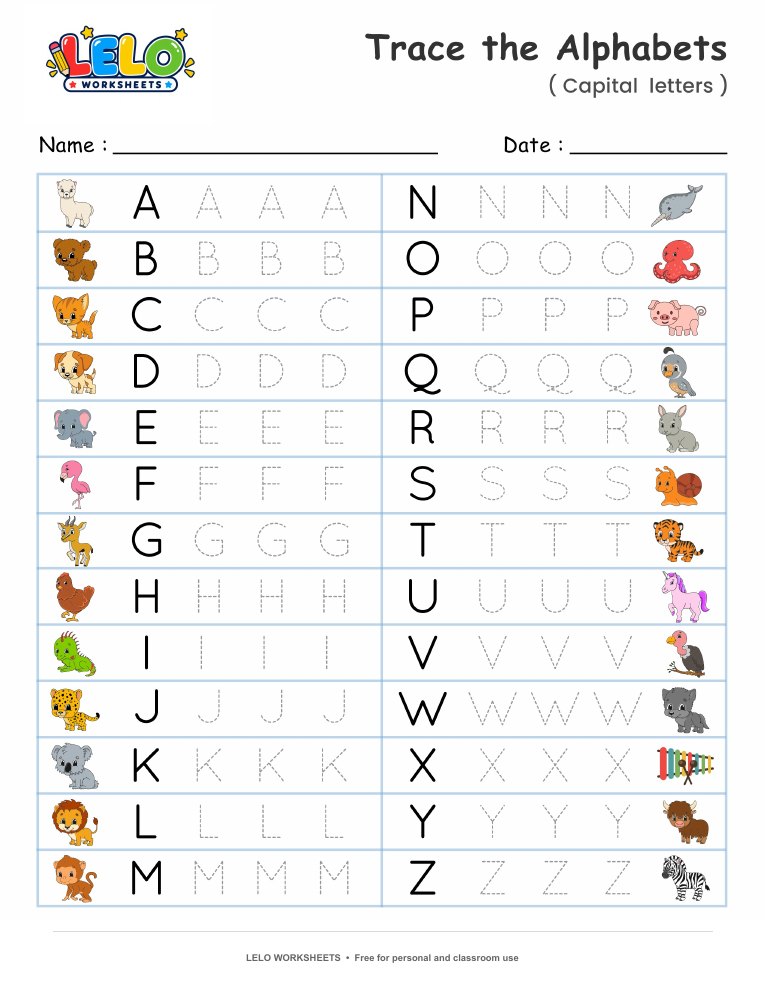 Capital Letter Tracing Worksheet worksheet preview